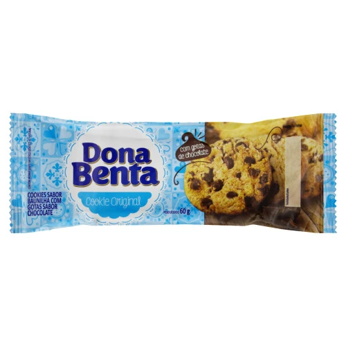 BISCOITO COOKIE ORIGINAL COM GOTAS DE CHOCOLATE DONA BENTA PACOTE 60G