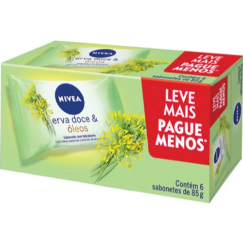 KIT SABONETE HIDRATANTE NIVEA ERVA-DOCE E ÓLEOS 6 UNIDADES 85G CADA