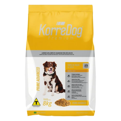 ALIMENTO PARA CÃES ADULTOS KORRE DOG PREMIUM PRIME ADVANCED PACOTE 8KG
