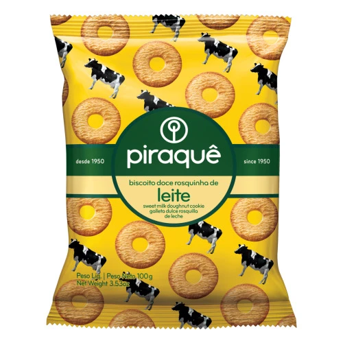 BISCOITO ROSQUINHA LEITE PIRAQUÊ PACOTE 100G