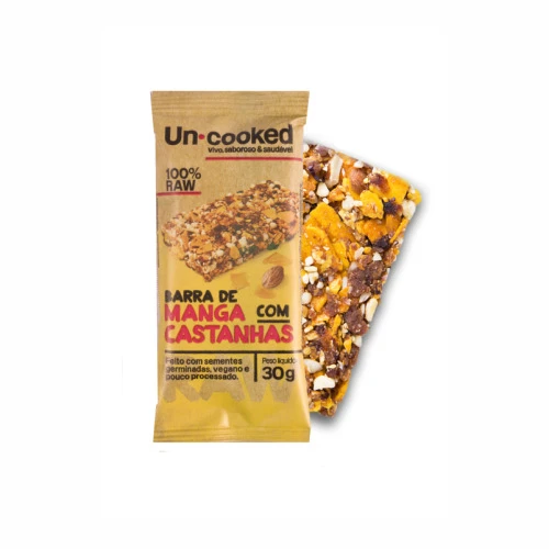 BARRA DE MANGA COM CASTANHA SEM GLÚTEN VEGANO UNCOOKED 30G