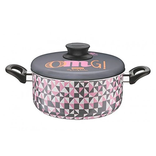 CAROLA COM TAMPA TRAMONTINA MY LOVELY KITCHEN CINZA BRANCO ROSA 22 CM