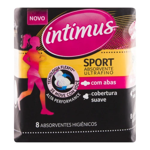 ABSORVENTE COM ABAS ULTRAFINO SUAVE INTIMUS SPORT PACOTE 8 UNIDADES