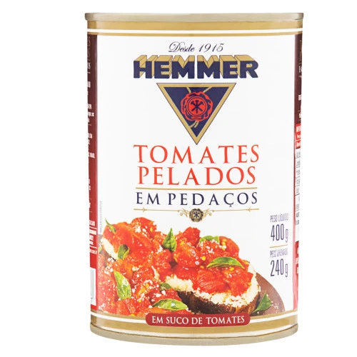 TOMATE PELADO EM PEDAÇOS HEMMER LATA 240G