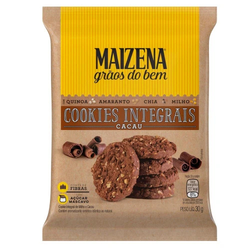 COOKIES INTEGRAIS MAIZENA CACAU 30G