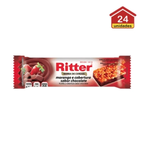 BARRA DE CEREAIS RITTER MORANGO COM CHOCOLATE 24UNIDADE X