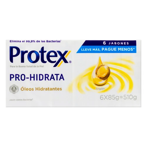 PACK SABONETE EM BARRA ARGAN PROTEX PRO HIDRATA ENVOLTÓRIO 510G 6 UNIDADES LEVE MAIS PAGUE MENOS
