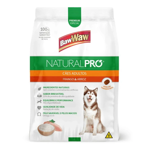 ALIMENTO PARA CÃES BAW WAW PRO ALIMENTO FRANGO E ARROZ 6KG