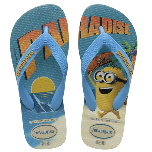SAND HAVAIANAS MINIONS BEGE PALHA TURQUESA 23 24