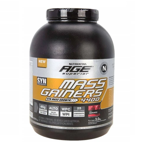 MASS GAINERS 4400 MORANGO 3KG NUTRILATINA AGE