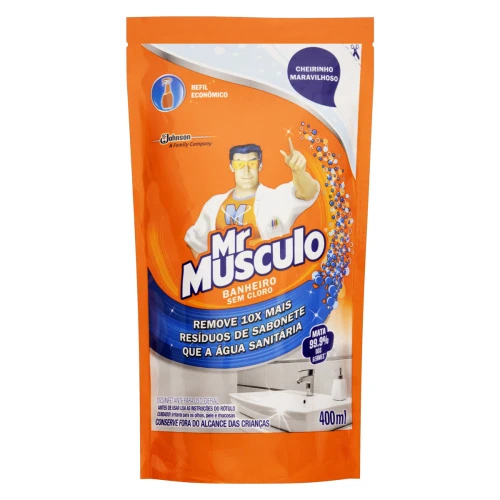 DESINFETANTE BANHEIRO MR MÁSCULO SACHÊ 400ML REFIL ECONÔMICO