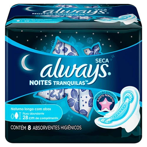 ABSORVENTE ALWAYS ULTRA ACTIVE NOTURNO REGULAR COBERTURA SECA 8 UNIDADES