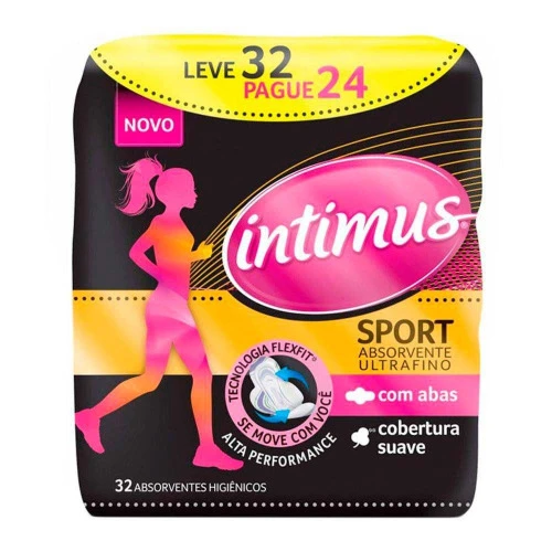 ABSORVENTE SPORT ULTRAFINO COM ABAS 32 UNIDADES INTIMUS