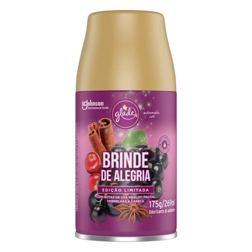 ODORIZADOR AUTOMATIC GLADE 269ML REF ED LIMIT BRINDE ALEGRIA
