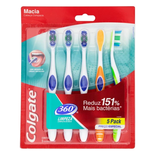 ESCOVA DENTAL MACIA COLGATE 360º5 UNIDADES