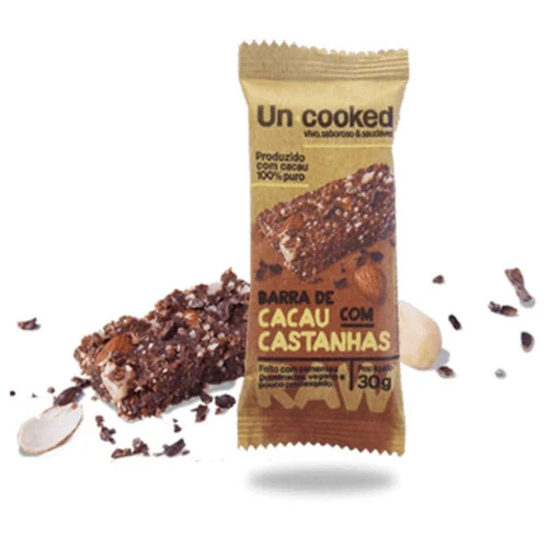 BARRA DE CACAU COM CASTANHAS 30G UNCOOKED