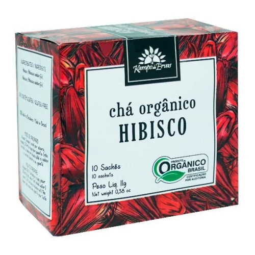HIBISCO CHÁ ORGÂNICO E CERTIFICADO 10 SACHÊS