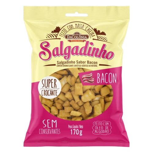 SALGADINHO DE TRIGO BACON DACOLÔNIA PACOTE 170G