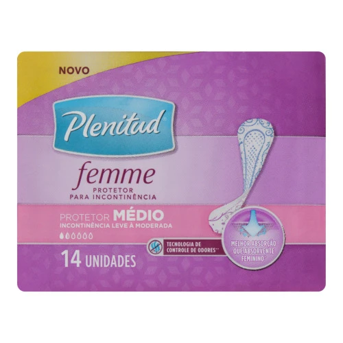PROTETOR DIÁRIO SEM ABAS MÉDIO PLENITUD FEMME PACOTE 14 UNIDADES