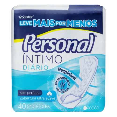 PROTETOR DIÁRIO SEM ABAS ULTRA SUAVE SEM PERFUME PERSONAL ÍNTIMO PACOTE 40 UNIDADES LEVE MAIS PAGUE