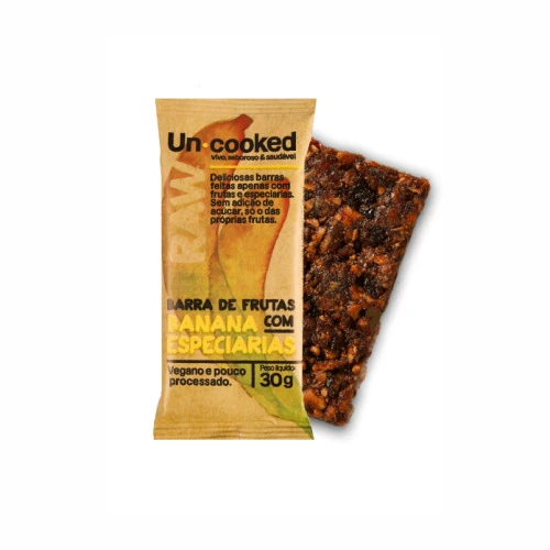 BARRA DE BANANA COM ESPECIARIAS SEM GLÚTEN VEGANO UNCOOKED 30G
