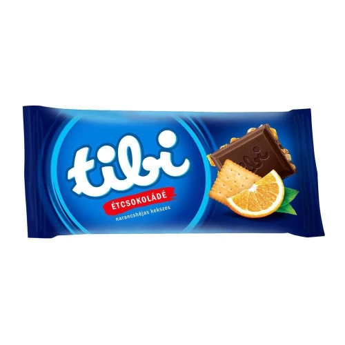 CHOC MEIO AMARGO COM RASPAS LARANJA TIBI 90G