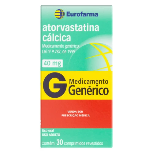 ATORVASTATINA CÁLCICA 40MG EUROFARMA CAIXA 30 COMPRIMIDOS REVESTIDOS