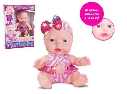 BONECA BEBÊ PINTINHAS ? SUAS PINTINHAS APARECEM COM A LUZ DO SOL
