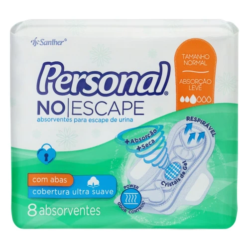 ABSORVENTE COM ABAS ULTRA SUAVE PERSONAL NO ESCAPE NORMAL PACOTE 8 UNIDADES