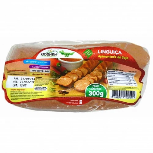 VEGGIE LINGUIÇA APIMENTADA DE SOJA 300G CONGELADO: 6 C OU MAIS FRIO