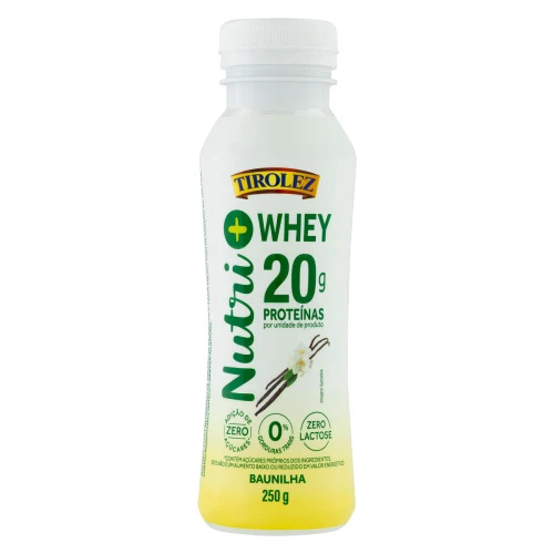 IOGURTE DESNATADO BAUNILHA ZERO LACTOSE TIROLEZ NUTRI WHEY FRASCO 250G