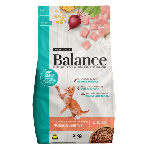 ALIMENTO PARA GATOS FILHOTES FRANGO E VEGETAIS BALANCE PREMIUM ESPECIAL POUCH 3KG
