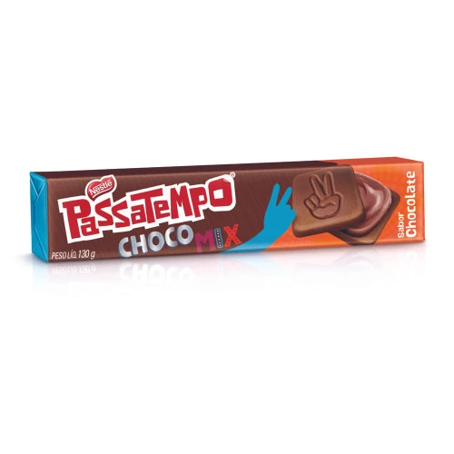 BISCOITO RECHEADO PASSATEMPO 130G CHOCOMIX CHOCOLATE