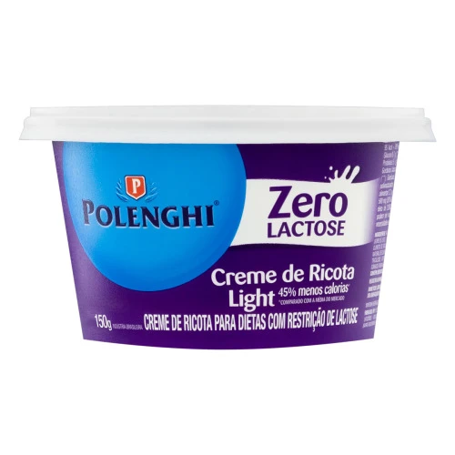 CREME DE QUEIJO RICOTA LIGHT ZERO LACTOSE POLENGHI POTE 150G