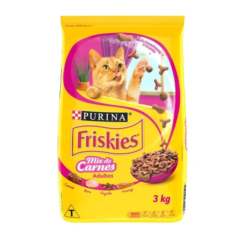 NESTLÉ® PURINA® FRISKIES® RAÇÃO SECA PARA GATOS ADULTOS MIX DE CARNES 3KG