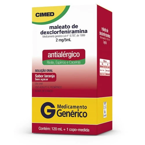 MALEATO DE DEXCLORFENIRAMINA BETAMETASONA SOLUÇÃO ORAL 120ML 5ML 2MG