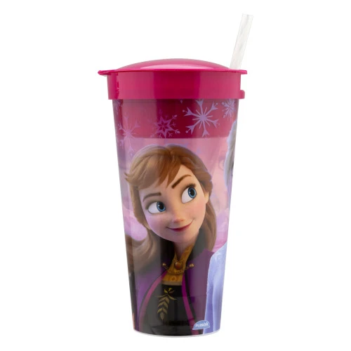 COPO COM CANUDO 2 EM 1 FROZEN 540ML PLASÁTIL