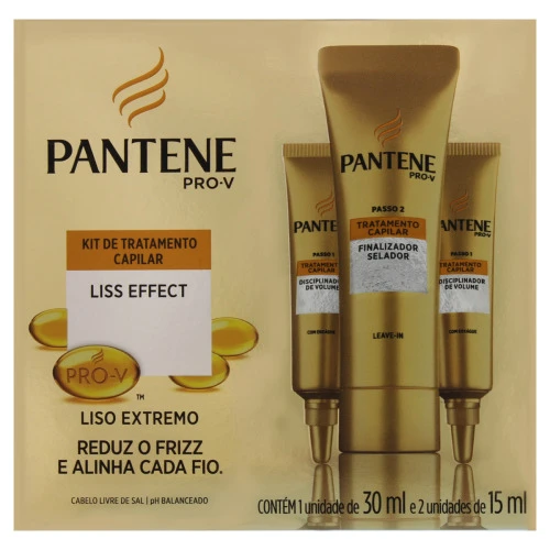KIT AMPOLA DE TRATAMENTO CAPILAR FINALIZADOR 30ML 2 DISCIPLINADOR LISS EFFECT PANTENE PRO V CAIXA
