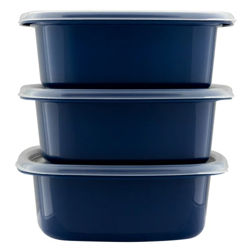 CONJUNTO POTE PLÁSTICO AZUL INTENSO QUADRADO 1L PLASÁTIL POP COLORS 3 UNIDADES