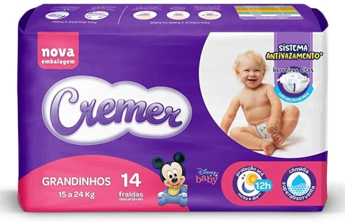 FRALDA CREMER DISNEY GRANDINHO JUMBINHO PACOTE DE 14