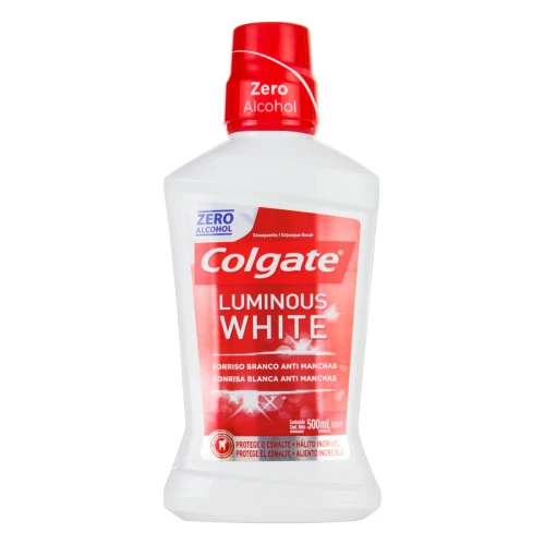 ENXAGUANTE BUCAL ZERO ÁLCOOL COLGATE LUMINOUS WHITE FRASCO 500ML