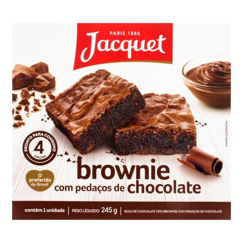 BOLO DE CHOCOLATE TIPO BROWINE COM PEDAÇOS DE CHOCOLATE JACQUET 245G