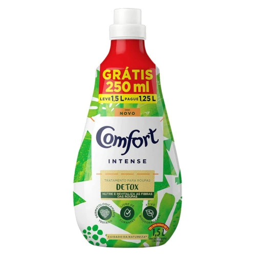 AMACIANTE DE ROUPA CONCENTRADO DETOX COMFORT INTENSE FRASCO LEVE 1 5L PAGUE 1 25L