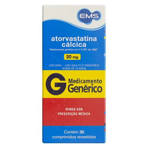 ATORVASTATINA CÁLCICA 20MG EMS CAIXA 30 COMPRIMIDOS REVESTIDOS