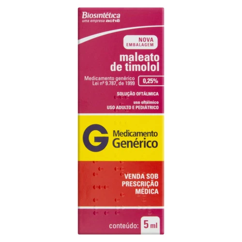 MALEATO DE TIMOLOL 0 25 ACHÊCAIXA 5ML SOLUÇÃO OFTÁLMICA