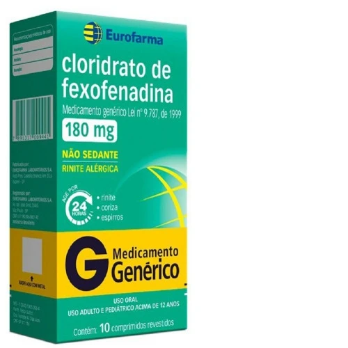CLORIDRATO DE FEXOFENADINA 180MG CAIXA 10 COMP REV