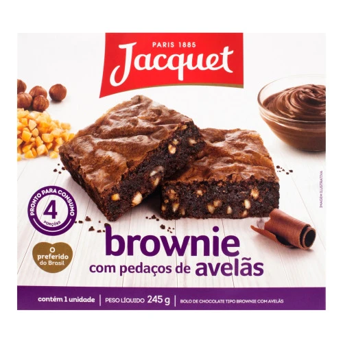 BOLO DE CHOCOLATE TIPO BROWINE COM PEDAÇOS DE AVELÃ JACQUET 245G