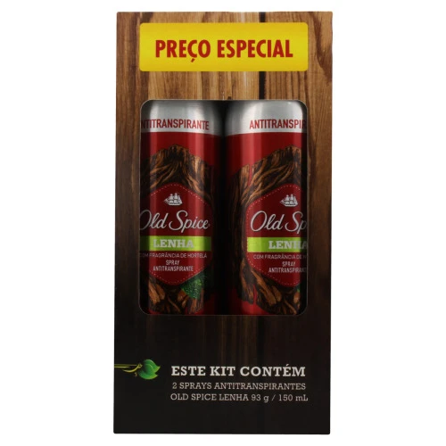 KIT 2 ANTITRANSPIRANTES SPRAY LENHA OLD SPICE 150ML