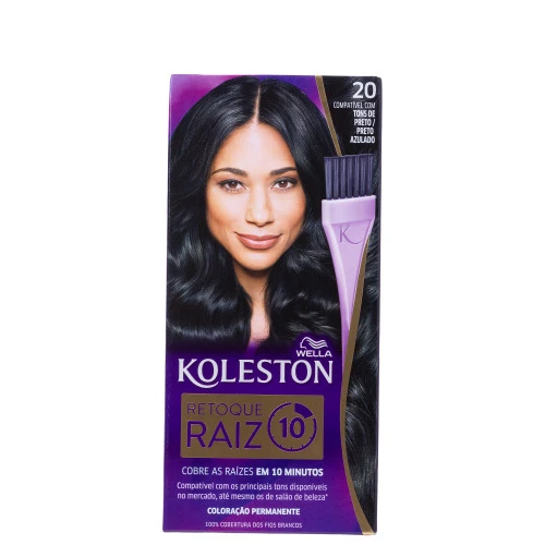 TINTURA COLORAÇÃO KOLESTON 20 RETOQUE RAIZ PRETO AZULADO