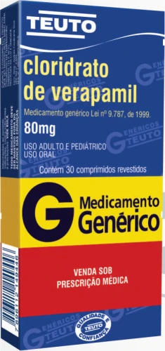 CLORIDRATO DE VERAPAMIL 80 MG 30 COMPRIMIDOS TEUTO GENÉRICO